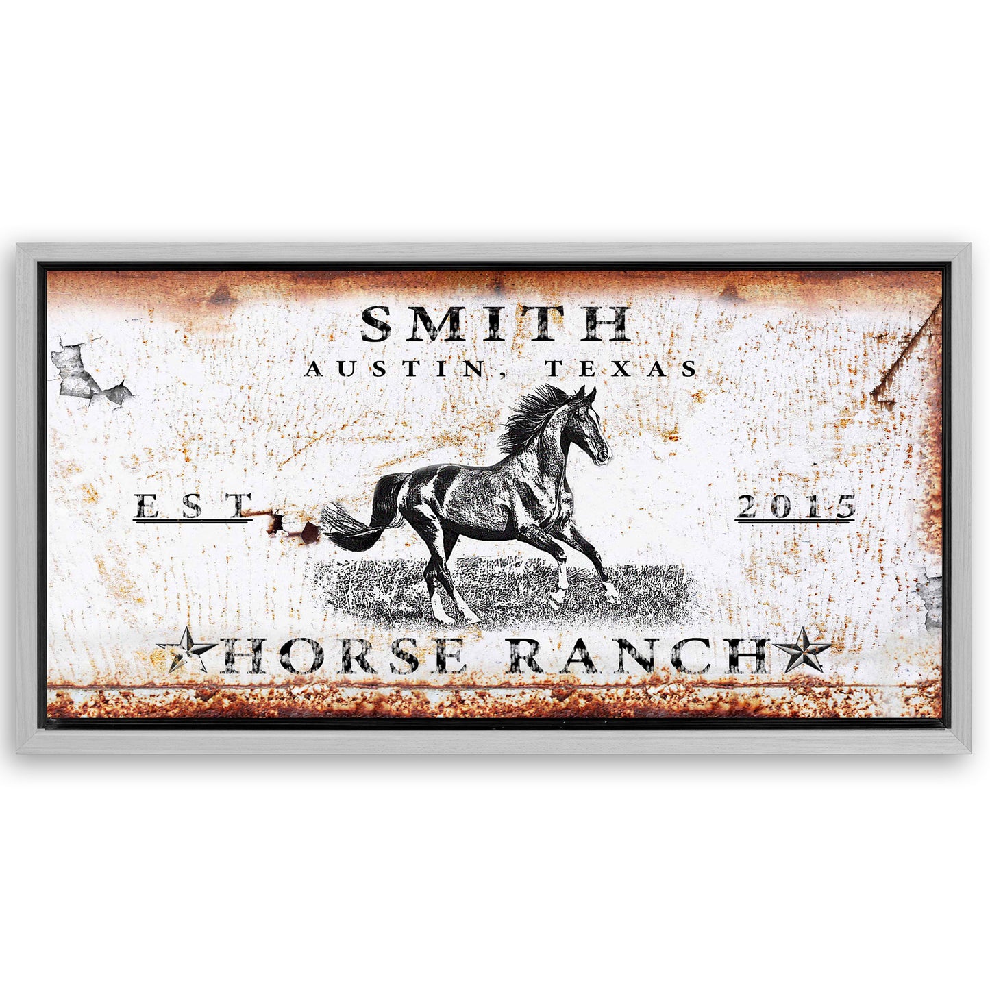 Save 33% When You Add A Frame To Your 20x10 Rustic Horse Ranch Sign Canvas Now