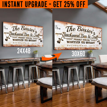 Upgrade Your 24x48 Inches 'Backyard Bar & Grill' (Style 1) Canvas To 60x30 Inches