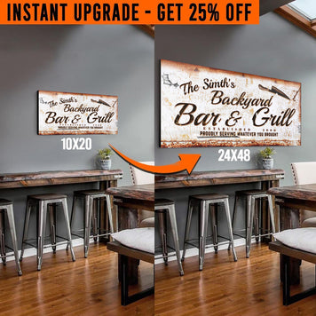 Upgrade Your 20x10 Inches 'Backyard Bar & Grillr' (Style 2) Canvas To 24x48 Inches