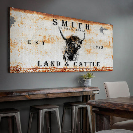 Land and Cattle Rustic Sign Style 2 - Image by Tailored Canvases