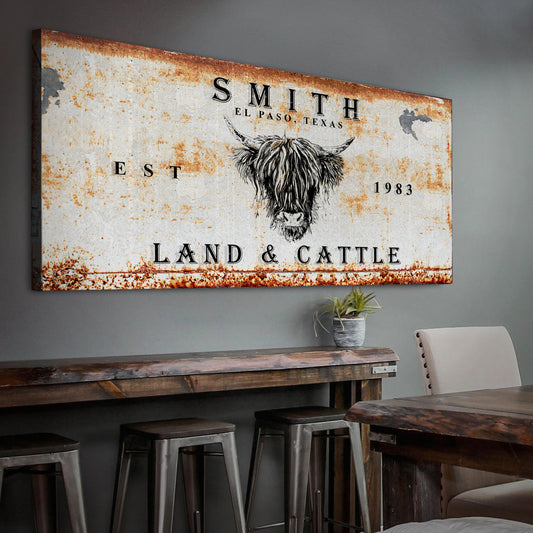 Land and Cattle Rustic Sign Style 3 - Image by Tailored Canvases