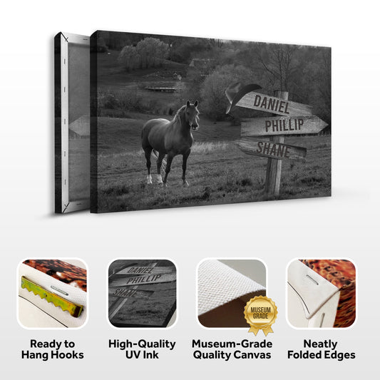 Monochrome Horse Name Sign - Image by Tailored Canvases