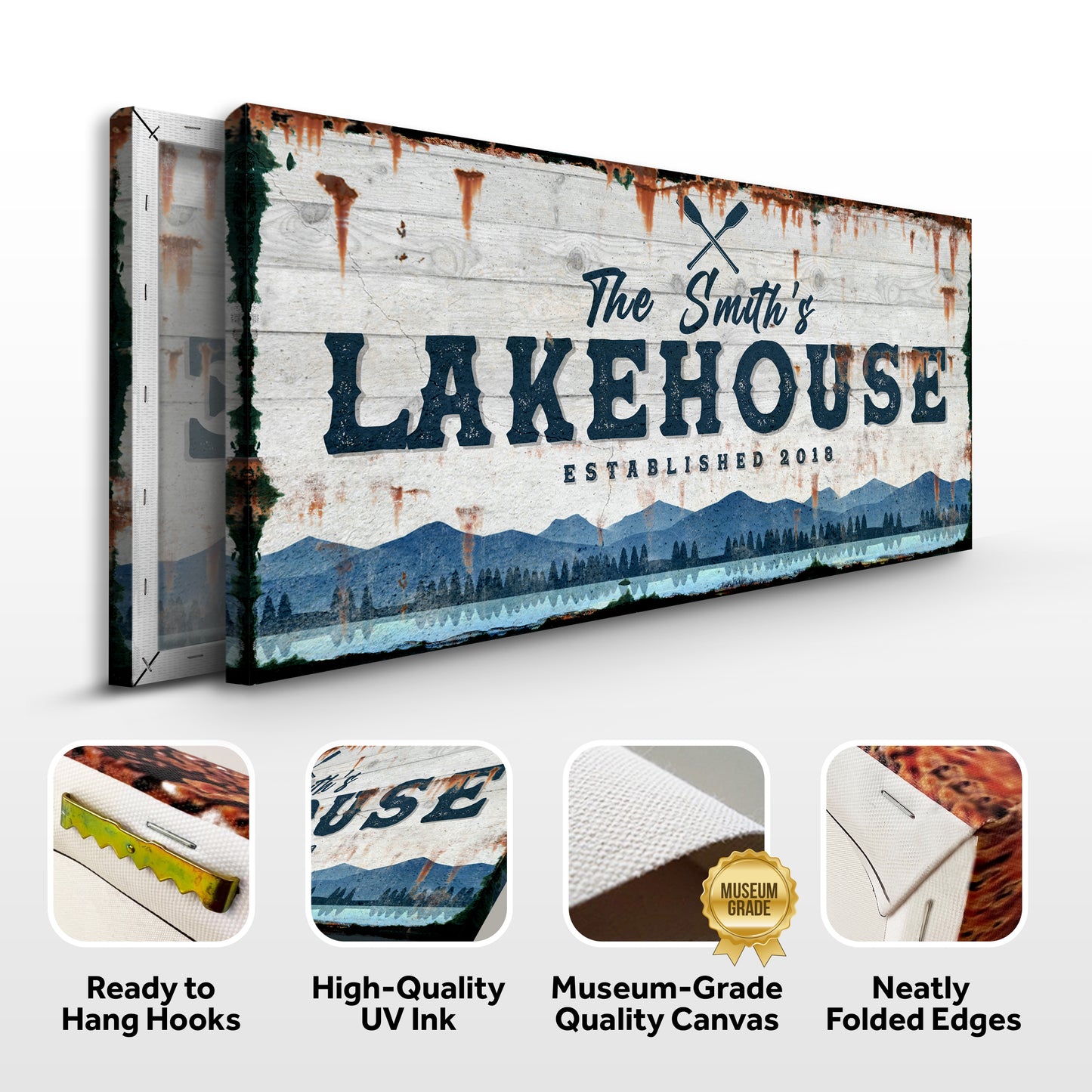 Family Lake House Vintage Sign (Free Shipping)