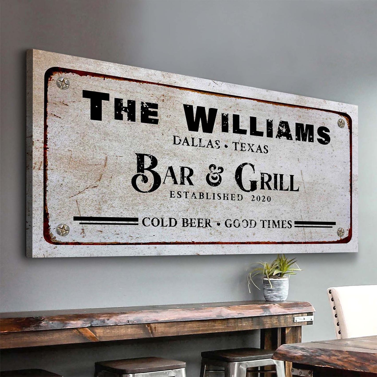 Bar and Grill Sign III Style 1 - Image by Tailored Canvases