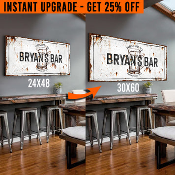 Upgrade Your 48x24 Inches 'Beer Barrel Bar' (Style 1) Canvas To 60x30 Inches