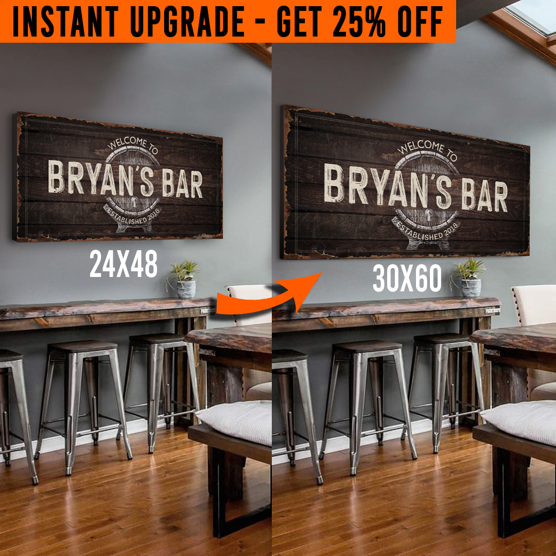 Upgrade Your 48x24 Inches 'Beer Barrel Bar' (Style 3) Canvas To 60x30 Inches