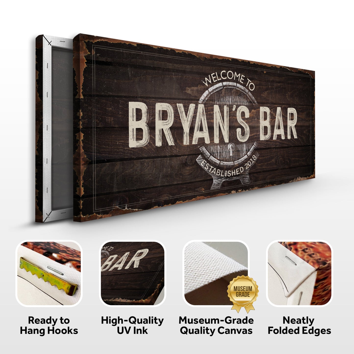 Beer Barrel Bar Sign: Custom Bar Signs for Home Bar – Ideal Man Cave Wall Decor & Perfect Gift for Him