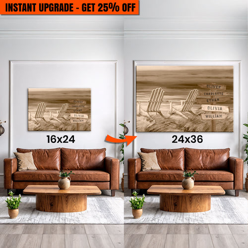 Upgrade Your 24x16 Inches 'Monochrome Beach Name Sign' To 36x24 Inches Canvas