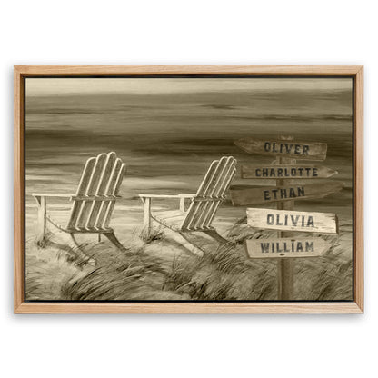 Save 33% When You Add A Frame To Your 24x16 Monochrome Beach Name Sign Canvas Now