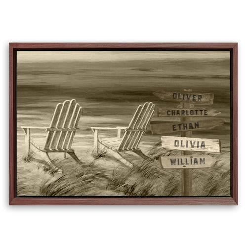 Save 33% When You Add A Frame To Your 48x32 Monochrome Beach Name Sign Canvas Now