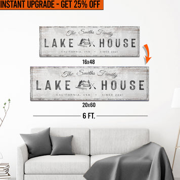 Upgrade Your 16x48 Inches 'Lake House Cabin' (Style 1) Canvas To 20x60 Inches