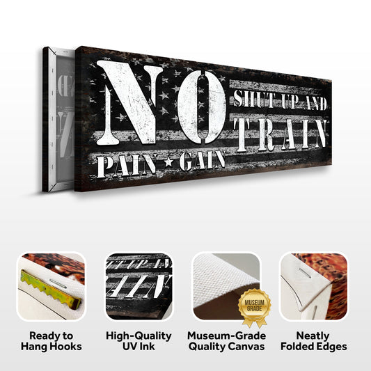 No Pain No Gain Sign - Wall Art Image by Tailored Canvases
