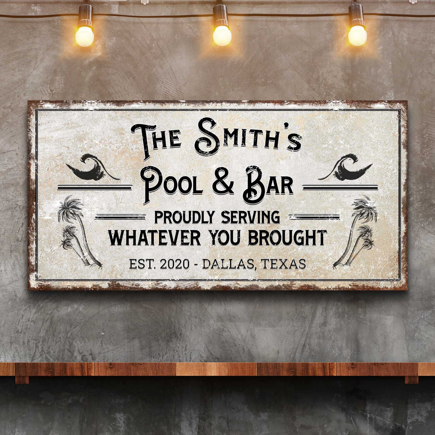 Personalized Rustic Pool And Bar Sign