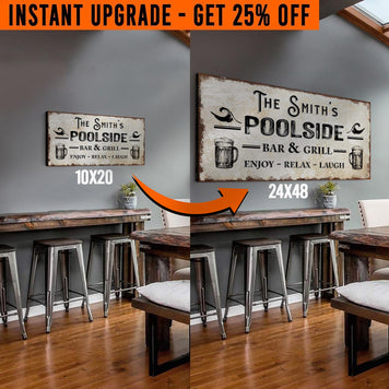 Upgrade Your 20x10 Inches 'Personalized Poolside Bar And Grill' (Style 1) Canvas To 48x24 Inches