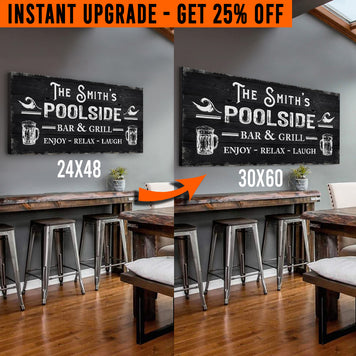 Upgrade Your 48x24 Inches 'Personalized Poolside Bar And Grill' (Style 3) Canvas To 60x30 Inches