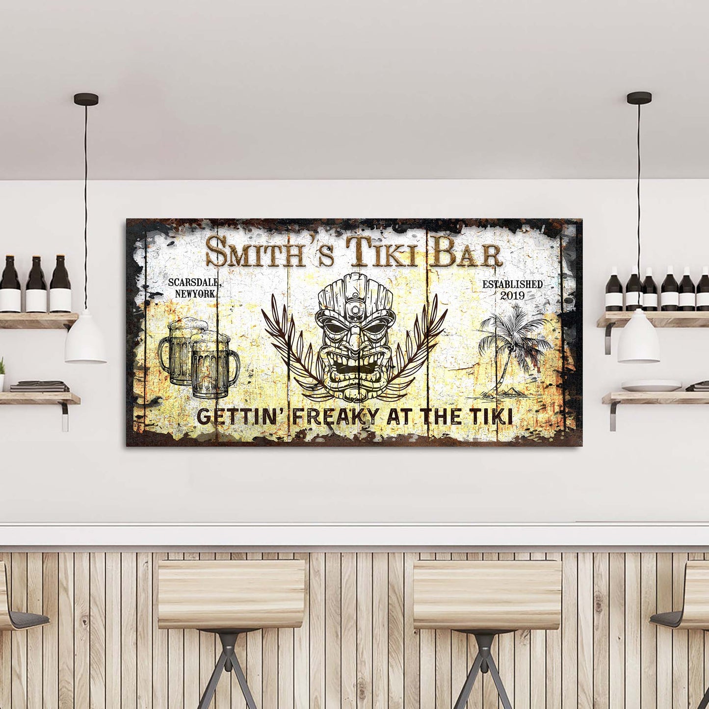 Personalized Tiki Bar Sign: Custom Bar Signs for Home Bar – Ideal For Your Basement Bar Or Man Cave Decor