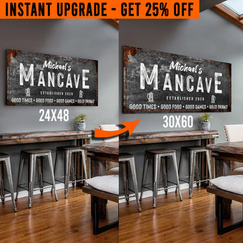 Upgrade Your 48x24 Inches 'Good Times Man Cave Sign' (Style 3) Canvas To 60x30 Inches