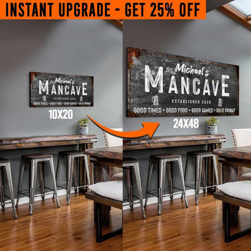 Upgrade Your 20x10 Inches 'Good Times Man Cave Sign' (Style 3) Canvas To 24x48 Inches (Free Shipping)