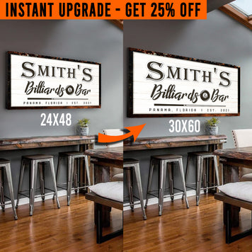 Upgrade Your 48x24 Inches 'Billiards And Bar' (Style 1) Canvas To 60x30 Inches