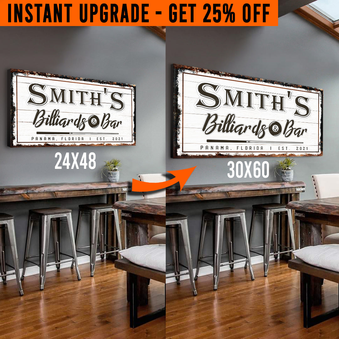 Upgrade Your 48x24 Inches 'Billiards And Bar' (Style 2) Canvas To 60x30 Inches