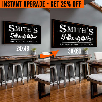 Upgrade Your 48x24 Inches 'Billiards And Bar' (Style 3) Canvas To 60x30 Inches