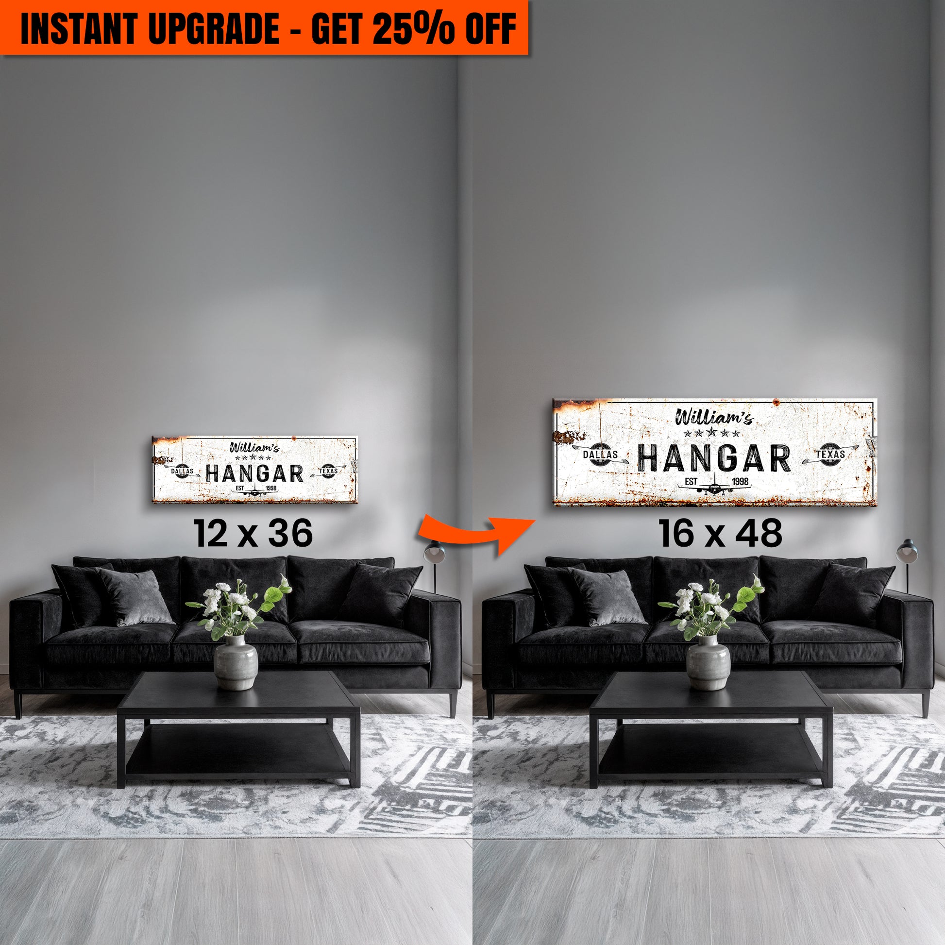 Upgrade Your 36x12 Inches Canvas 'Hangar Sign II' To 48x16 Inches Canvas