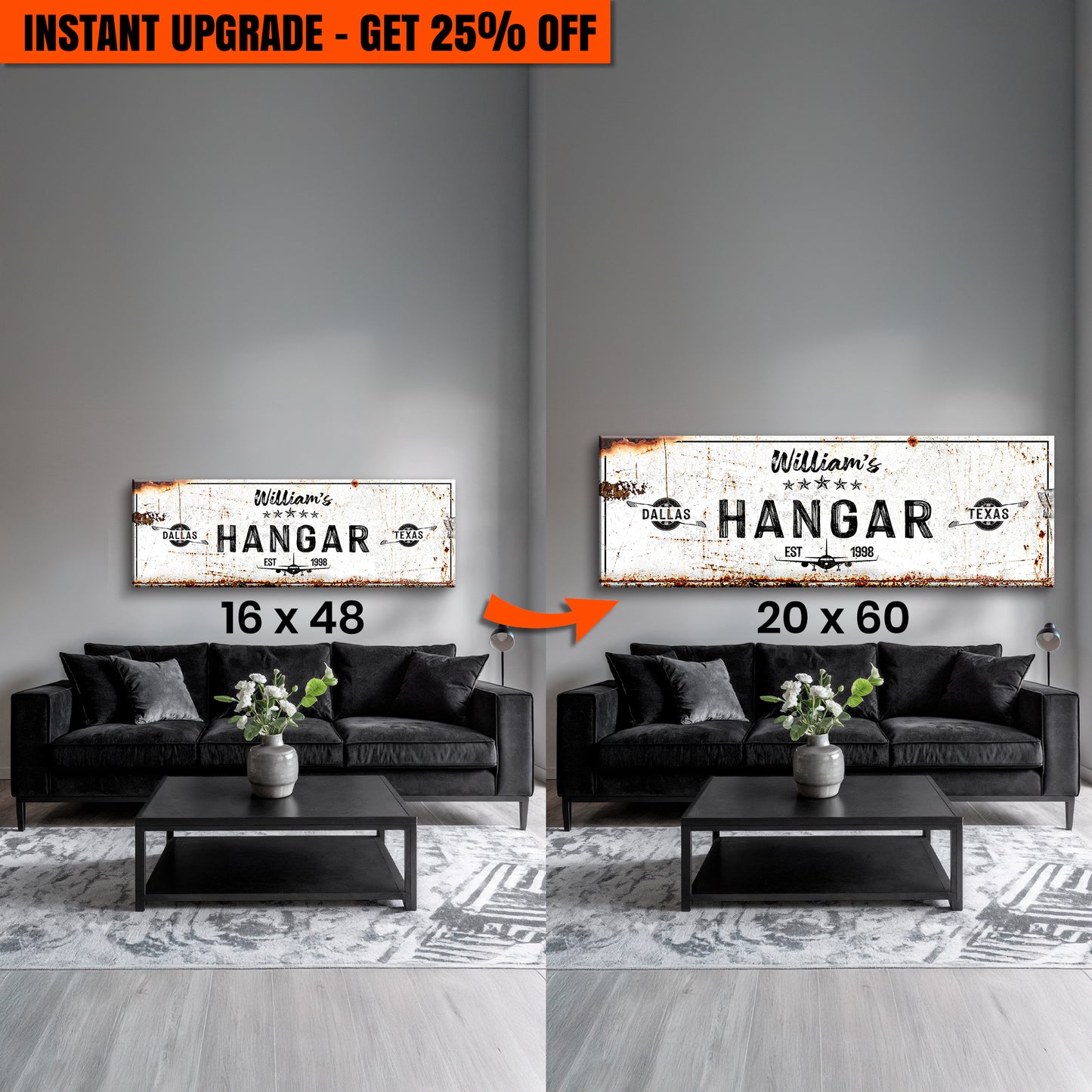 Upgrade Your 48x16 Inches Canvas 'Hangar Sign II' To 60x20 Inches Canvas