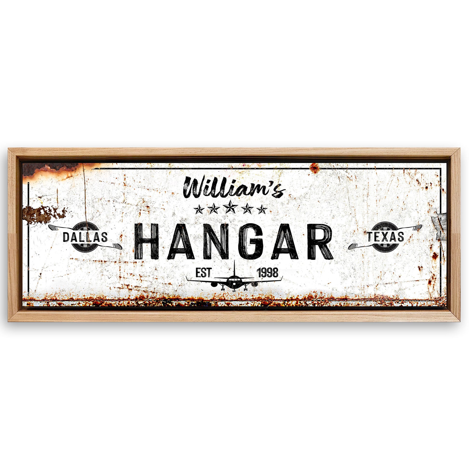 Save 33% When You Add A Frame To Your 16x48 Hangar Sign II Canvas Now