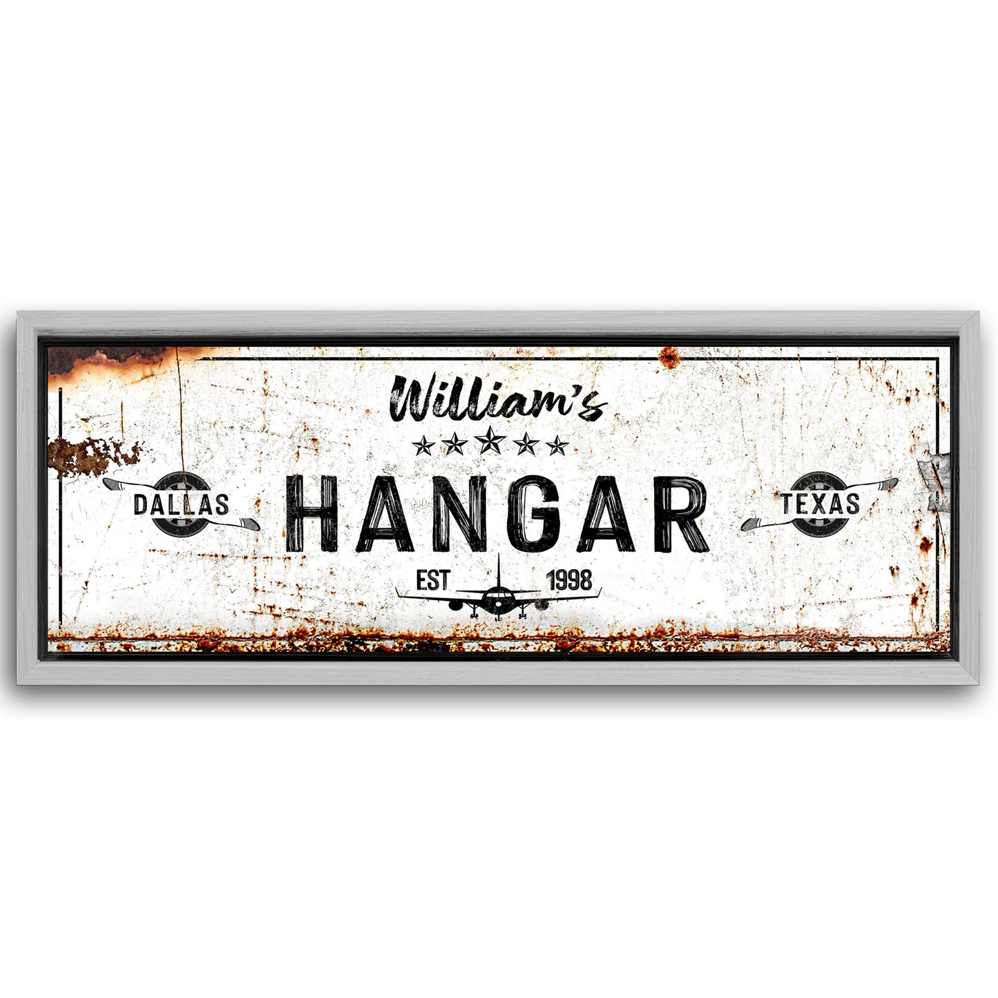 Save 33% When You Add A Frame To Your 16x48 Hangar Sign II Canvas Now
