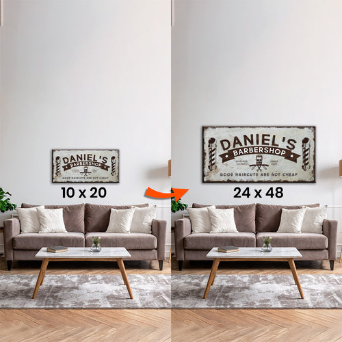 Upgrade Your 10x20 Inches 'Barbershop Sign' To 24x48 Inches Canvas