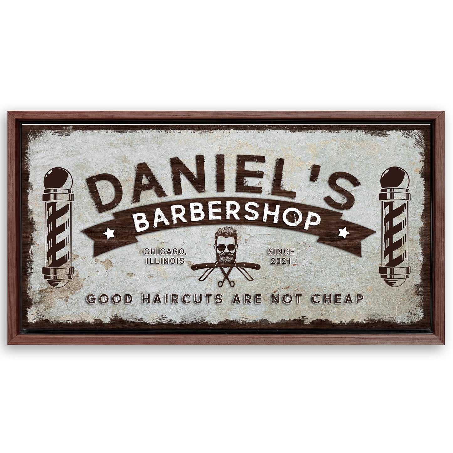 Save 33% When You Add A Frame To Your 20x10 Barbershop Sign Canvas Now
