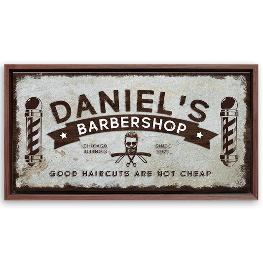 Save 33% When You Add A Frame To Your 20x10 Barbershop Sign Canvas Now