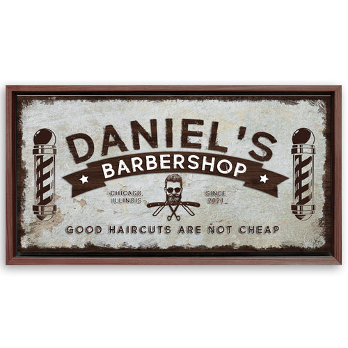 Save 33% When You Add A Frame To Your 60x30 Barbershop Sign Canvas Now