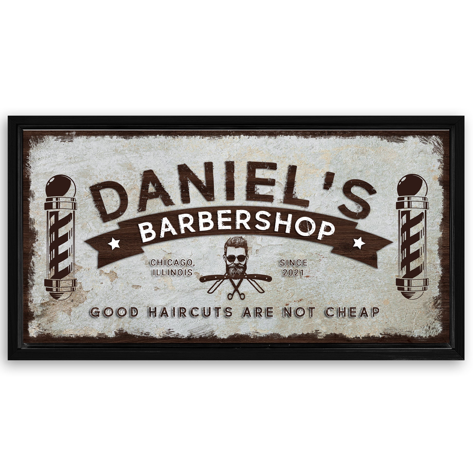 Save 33% When You Add A Frame To Your 48x24 Barbershop Sign Canvas Now
