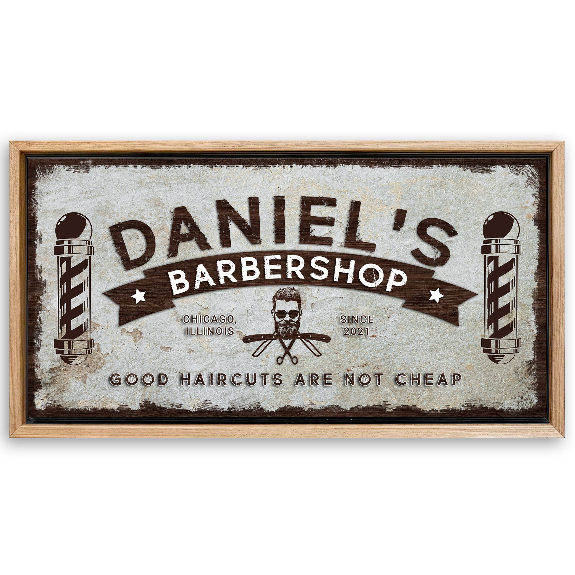 Save 33% When You Add A Frame To Your 60x30 Barbershop Sign Canvas Now