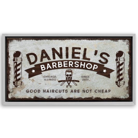 Save 33% When You Add A Frame To Your 20x10 Barbershop Sign Canvas Now