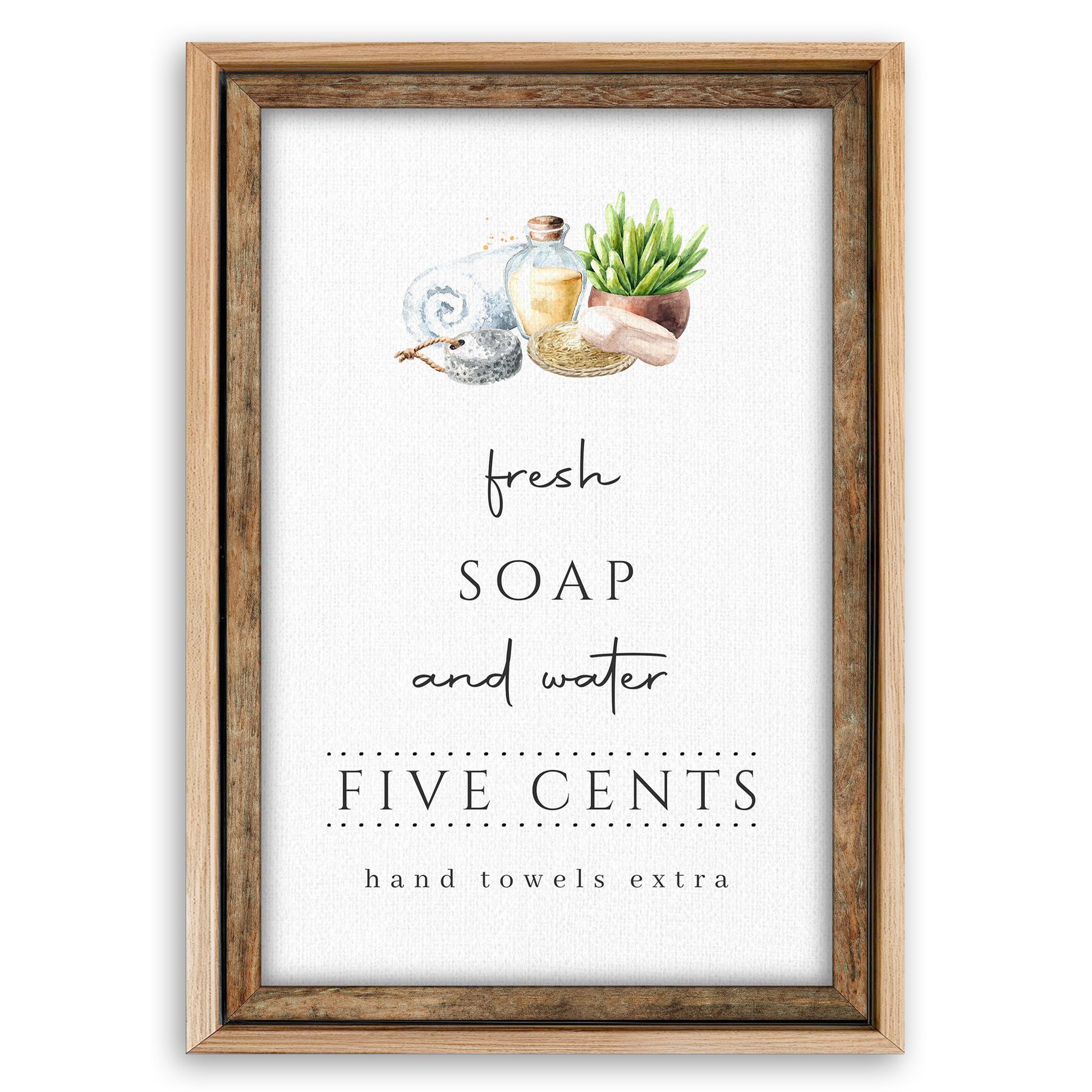 Save 33% When You Add A Frame To Your 36x24 Fresh Soap And Water Bathroom Sign III Canvas Now