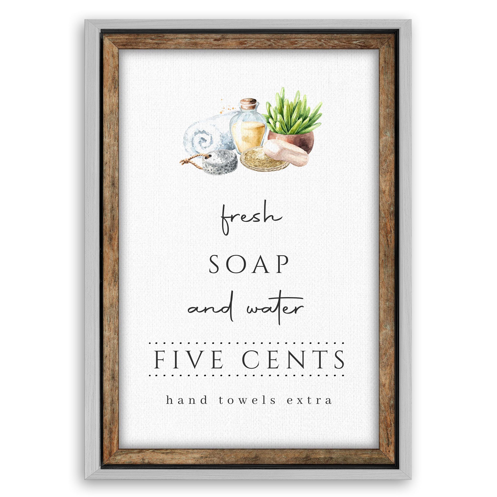 Save 33% When You Add A Frame To Your 18x12 Fresh Soap And Water Bathroom Sign III Canvas Now