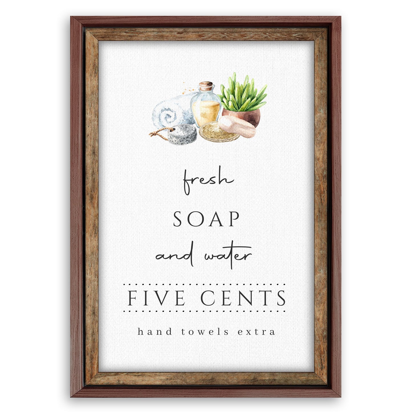 Save 33% When You Add A Frame To Your 24x16 Fresh Soap And Water Bathroom Sign III Canvas Now
