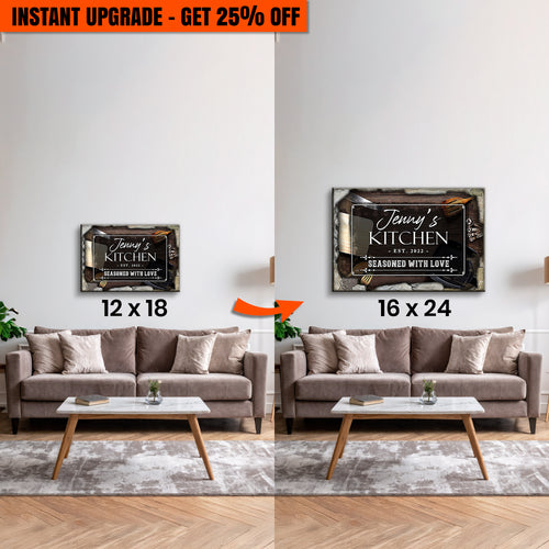 Upgrade Your 18x12 Inches 'Seasoned With Love Kitchen Sign II' Canvas To 24x16 Inches Canvas