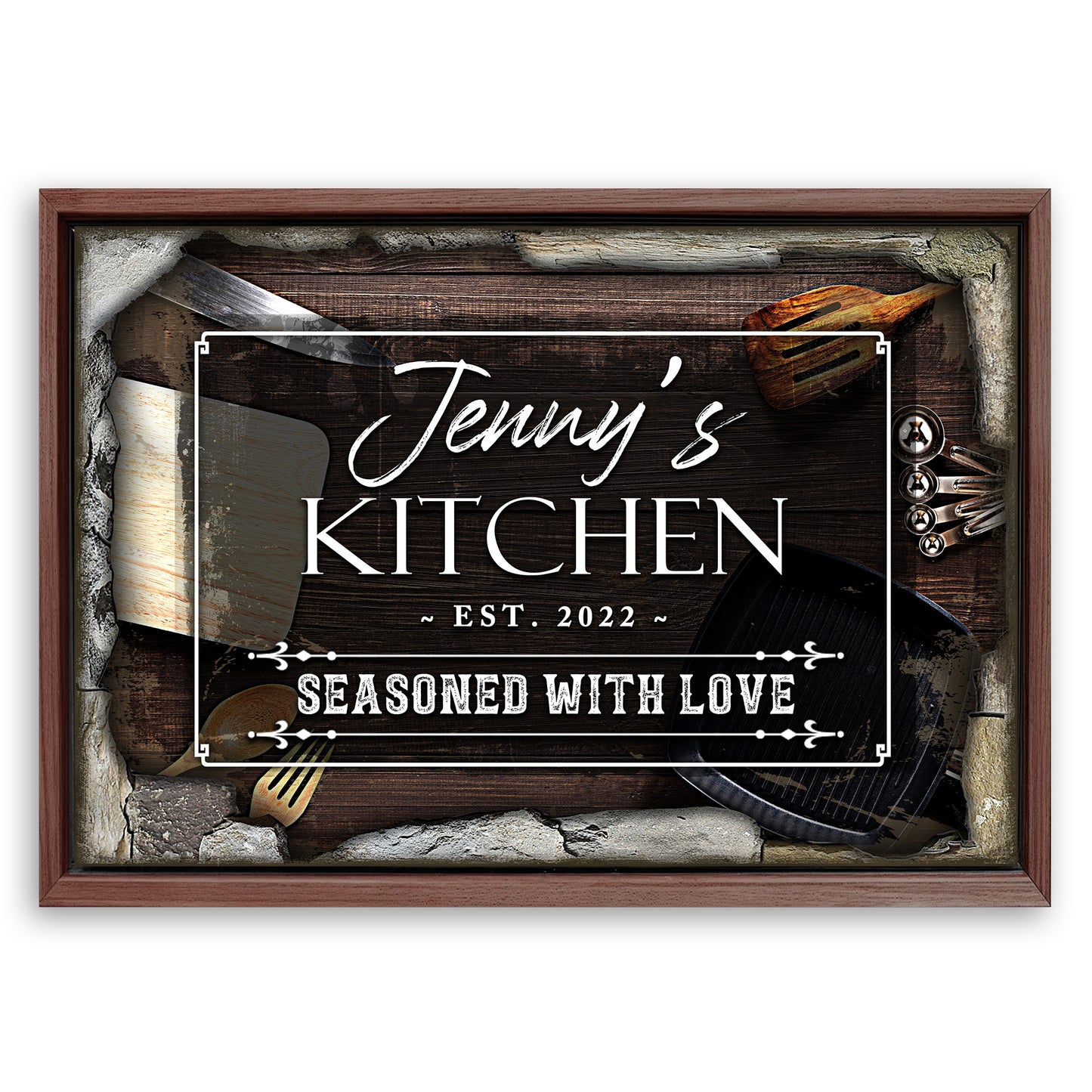 Save 33% When You Add A Frame To Your 36x24 Seasoned With Love Kitchen Sign II Canvas Now