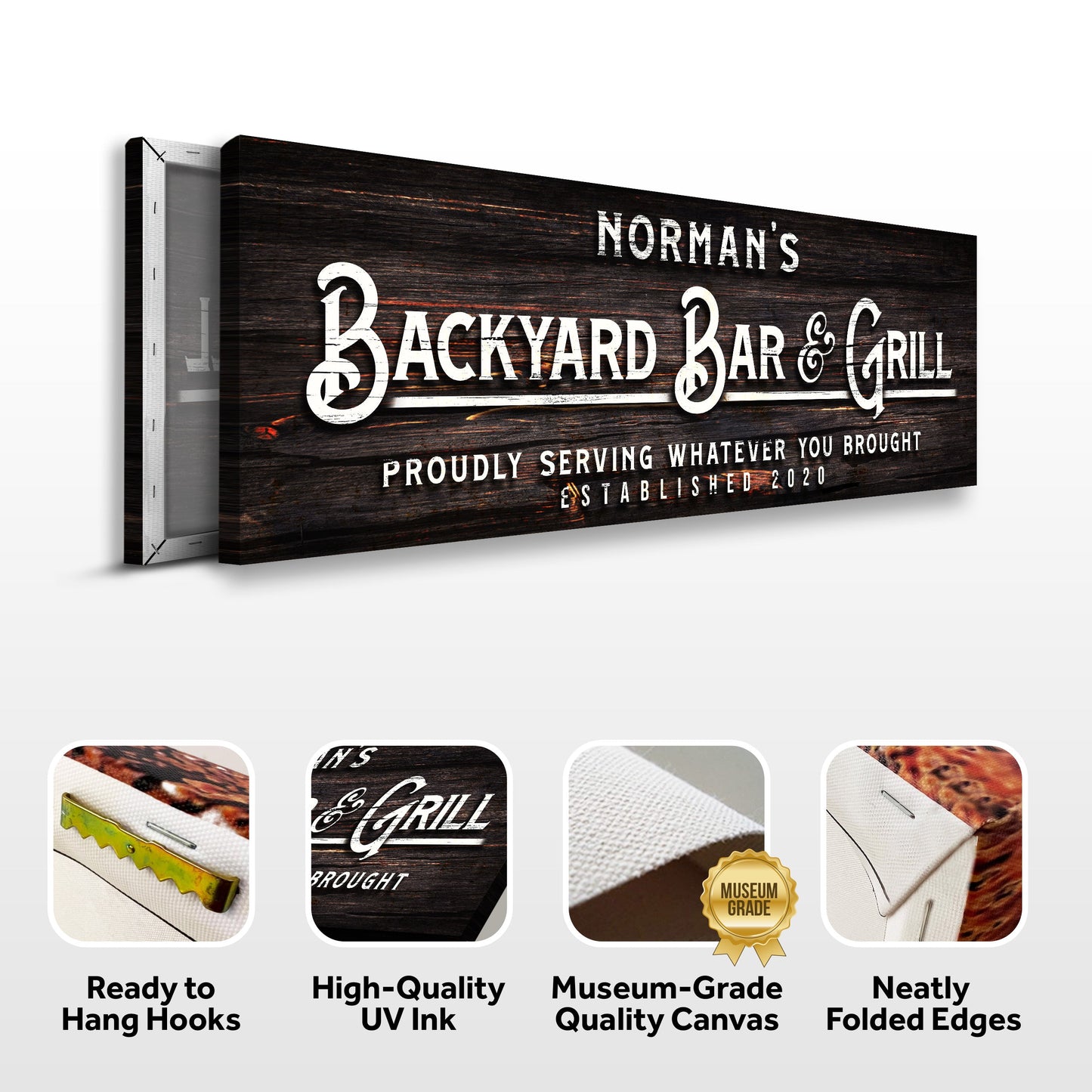 Custom Backyard Bar and Grill Sign: Custom Bar Signs for Home Bar – Perfect for Outdoor Man Cave Decor