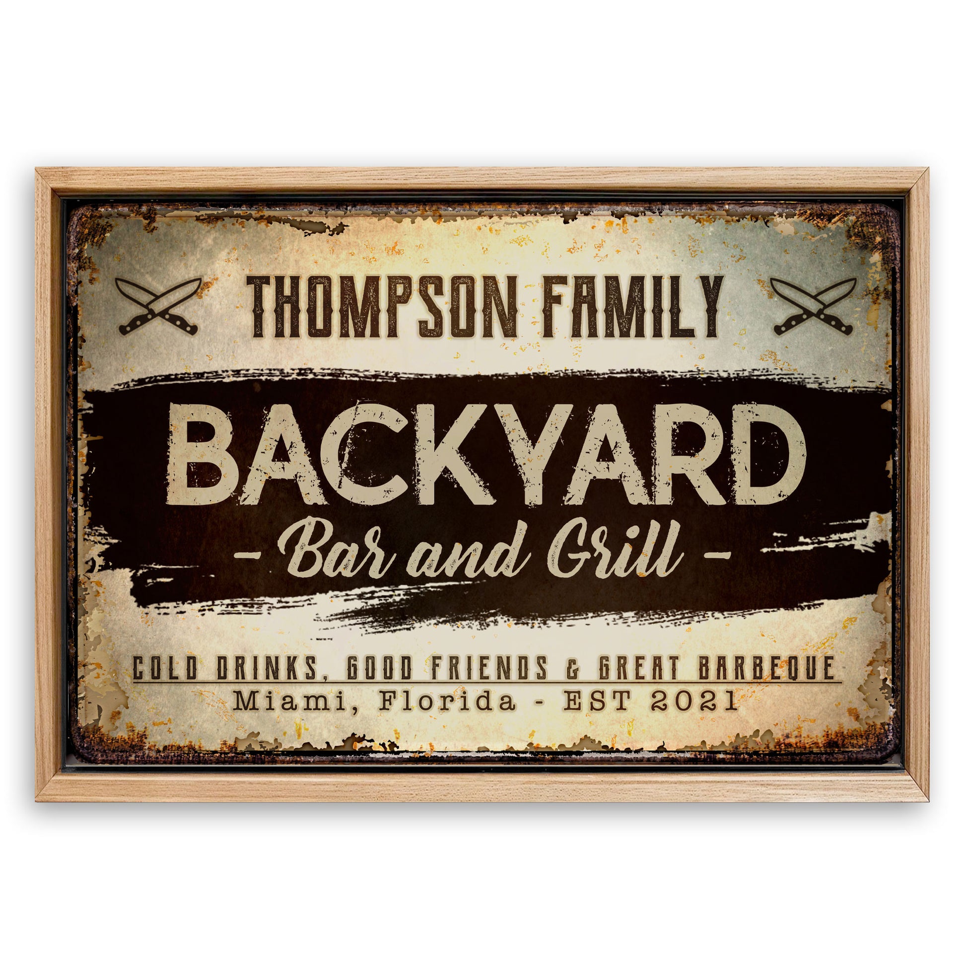 Save 33% When You Add A Frame To Your 18x12 Backyard Bar And Grill Sign VIII Canvas Now