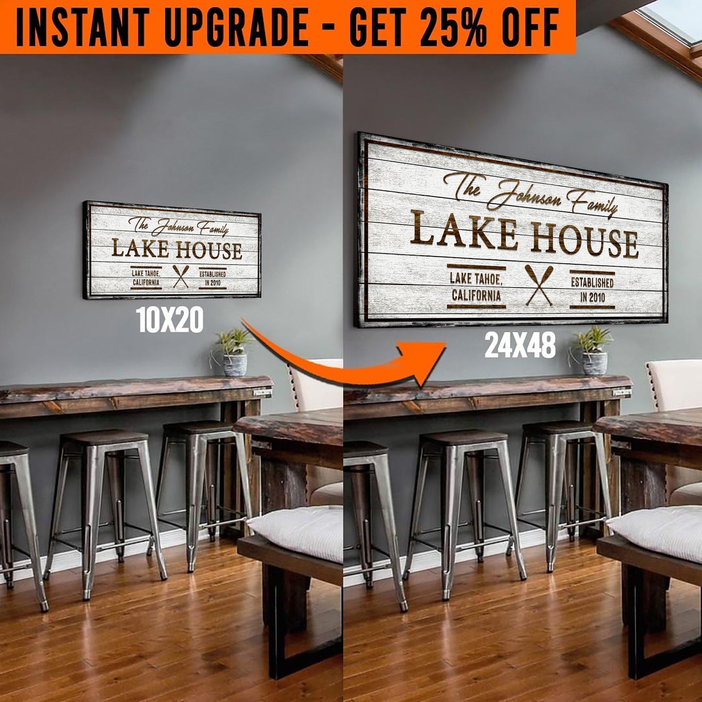 Upgrade Your 20x10 Inches 'Family Lake House' (Style 1) Canvas To 24x48 Inches