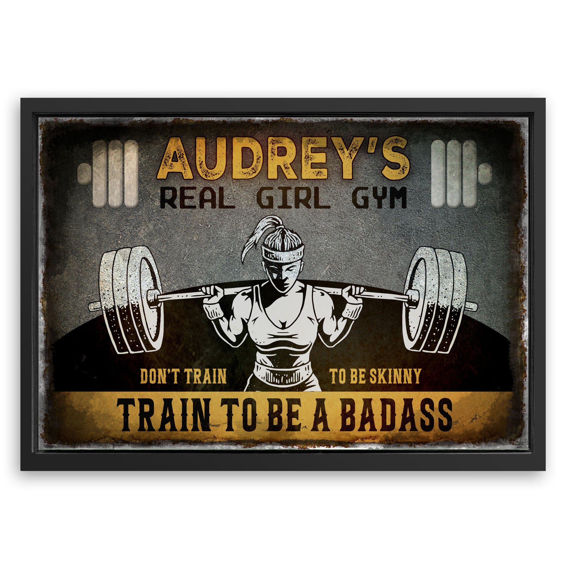 Save 33% When You Add A Frame To Your 36x24 Real Girl Gym Sign Canvas Now