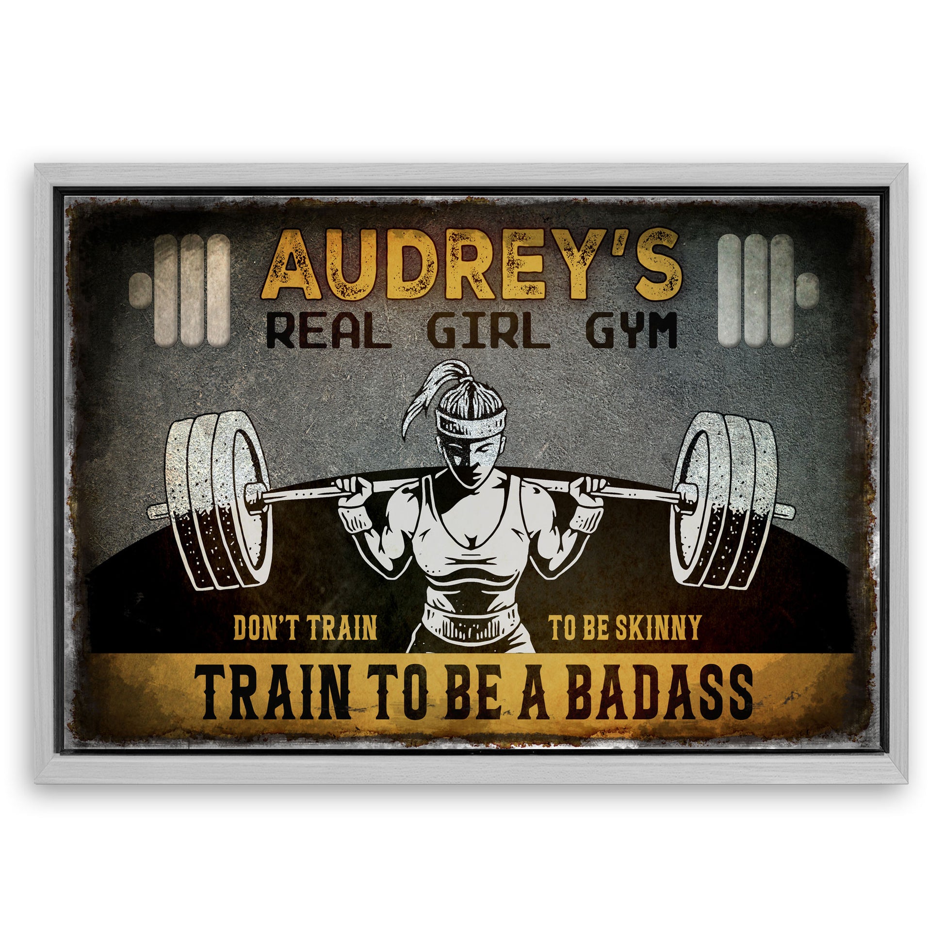 Save 33% When You Add A Frame To Your 24x16 Real Girl Gym Sign Canvas Now