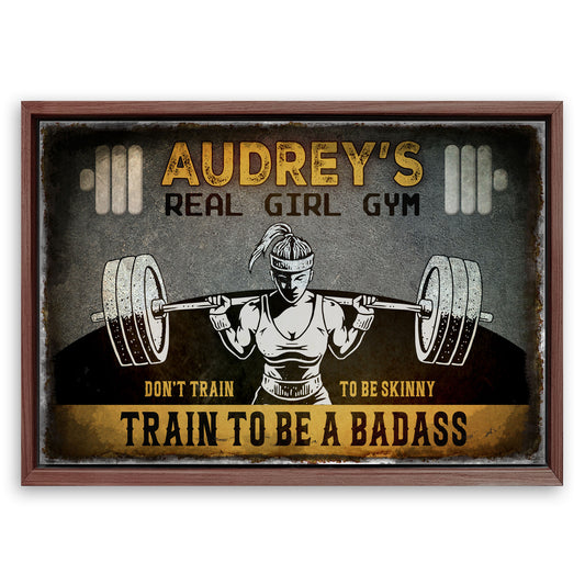 Save 33% When You Add A Frame To Your 24x16 Real Girl Gym Sign Canvas Now