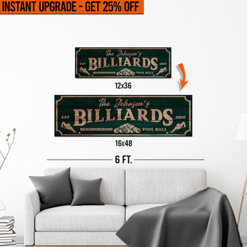 Upgrade Your 12x36 Inches 'Neighborhood Pool Hall Billiards' (Style 1) Canvas To 16x48 Inches