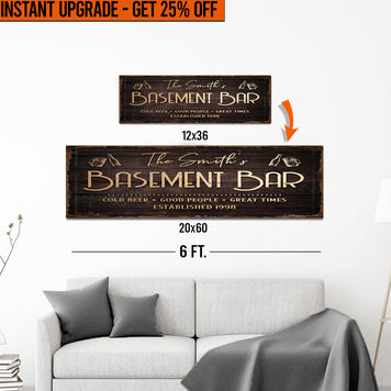 Upgrade Your 'Family Basement Bar' (Style 1) Canvas To 20x60 Inches