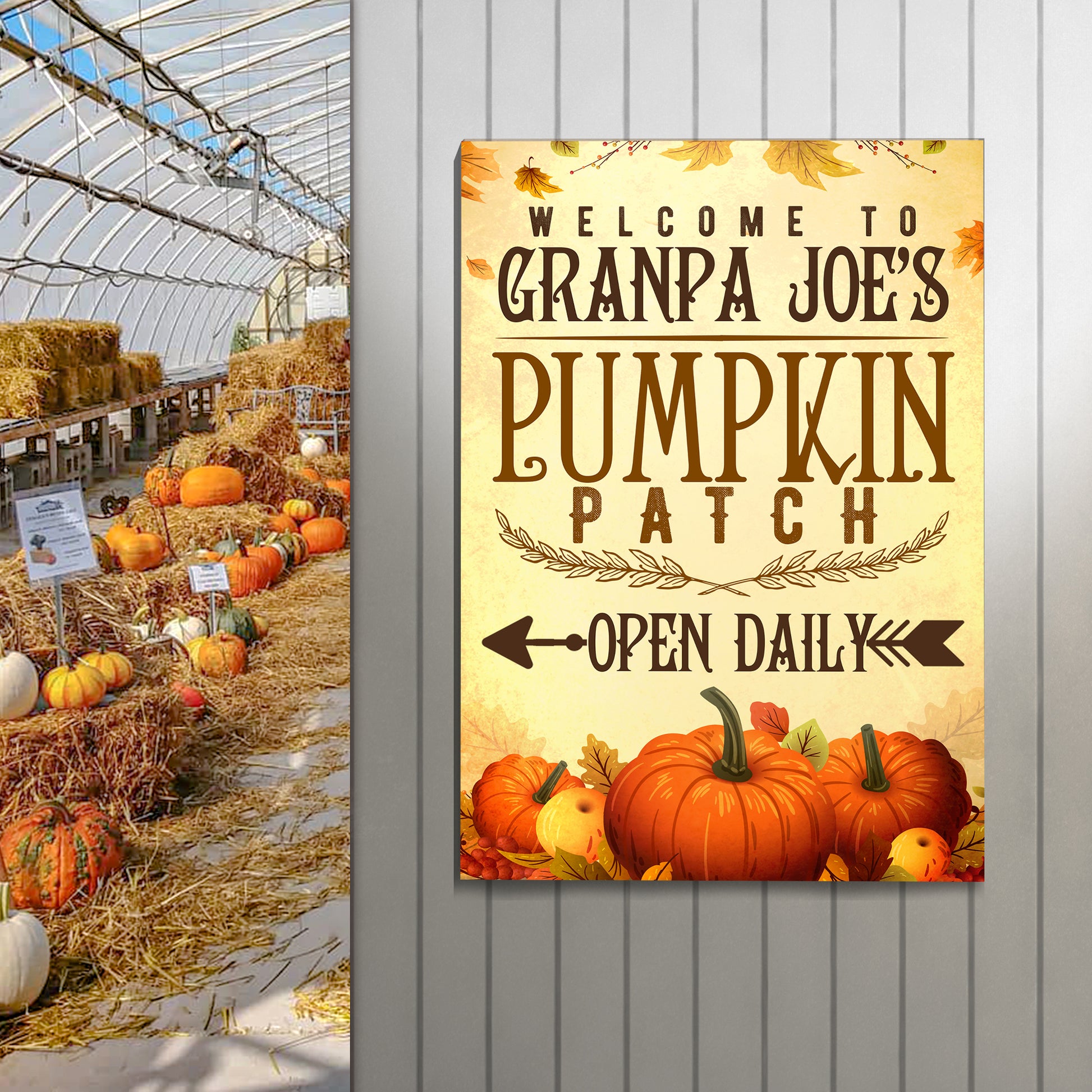 Pumpkin Patch Open Daily Sign Style 2 - Imaged by Tailored Canvases